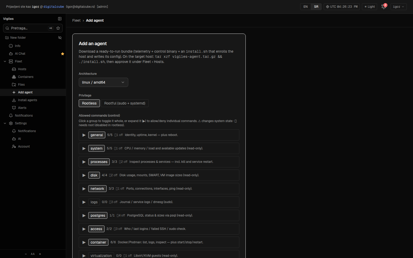 Agent configurator